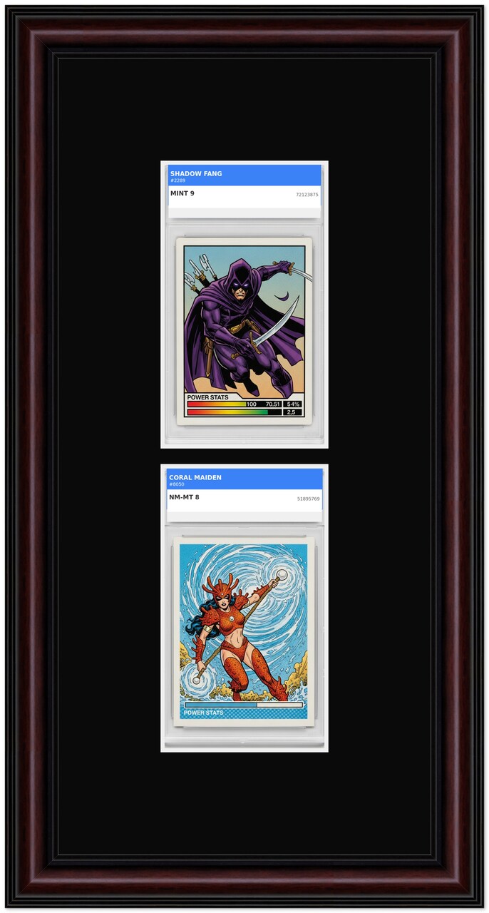CustomPictureFrames.com Solid Wood Card Picture Frame - Executive Brown with Black Mat - Multiple Sizes for PSA AGS SGC BGS TAG Slabs and Top Loaders Made in the USA